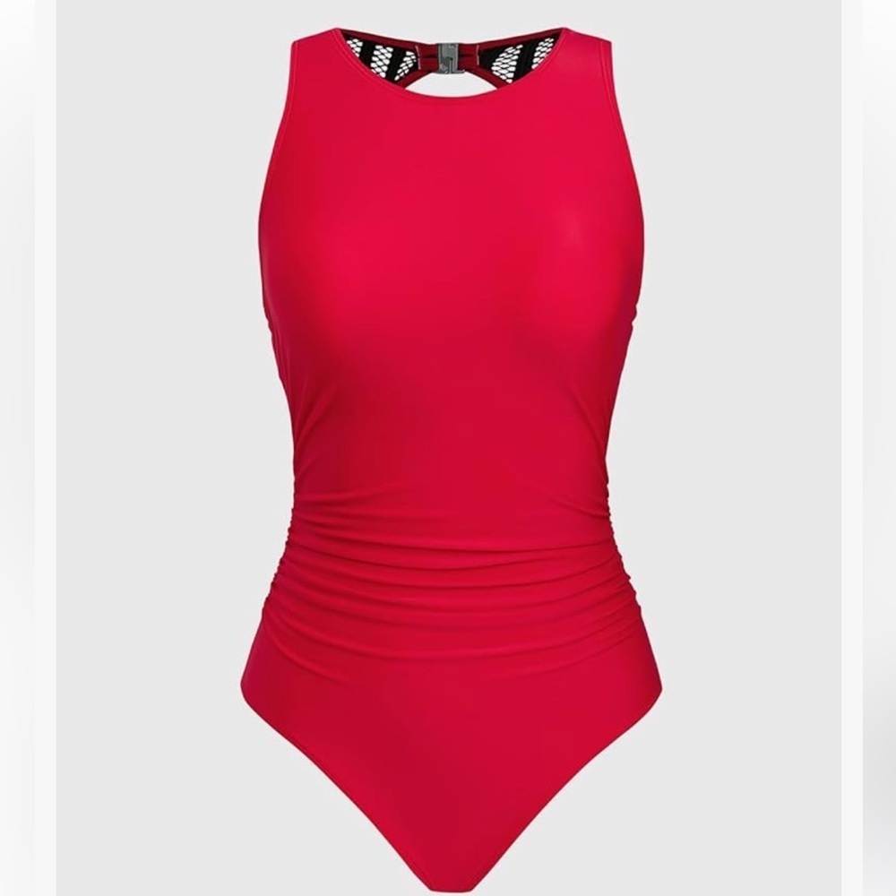 CUPSHE One Piece Swimsuit Bathing Suit Tummy
Control High Neck Cutout Back Hook